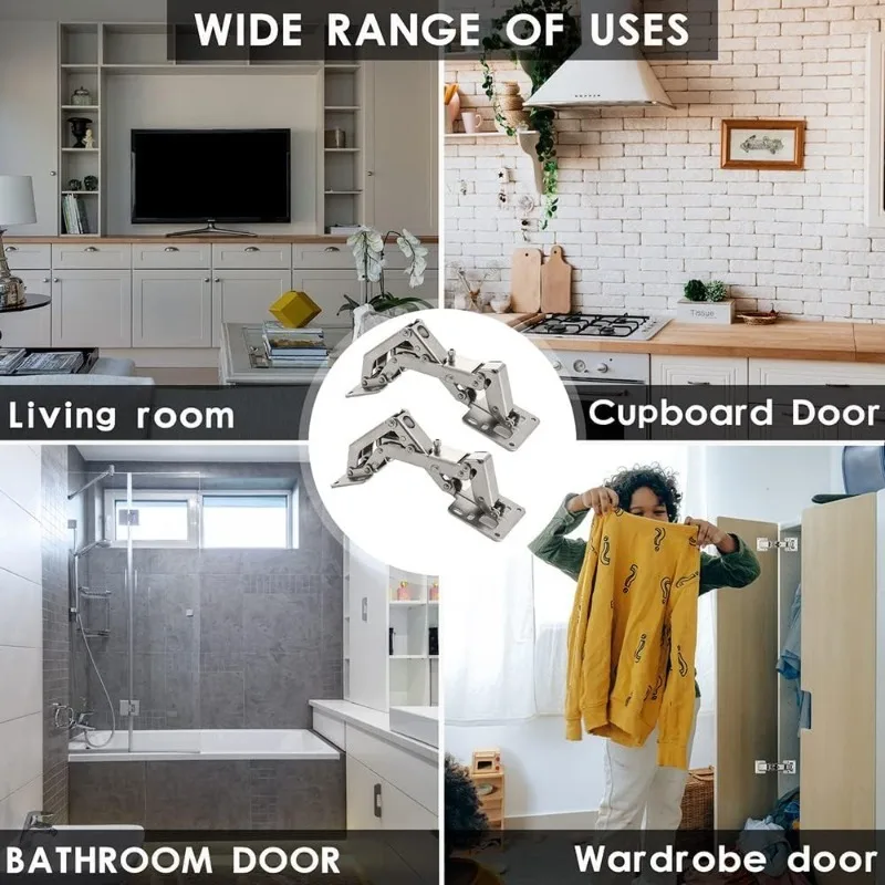 Skaphengsler 130-170 graders justerbar metallhengsel garderobe skapdør skjult hydraulisk myklukkende hengsel maskinvareverktøy