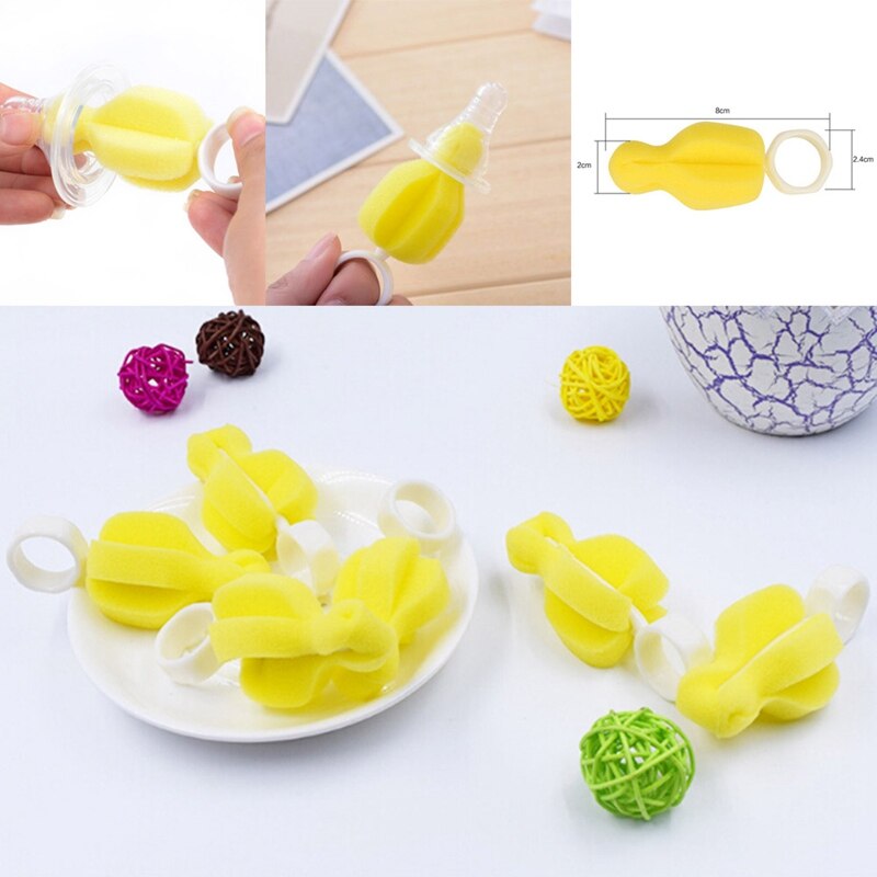 Baby Nipple Brush Babies Teat Cleaning Feeding Bottle Brushes Infant Pacifier Cleaner 1pcs 360 Degree Rotating Sponge Yellow