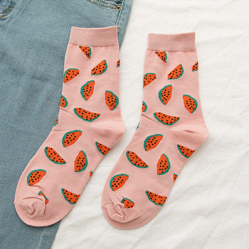1 par søde avocado jordbær banan frugt mad medium strømper sjove japanske søde stil sokker afslappede kawaii pige sokker: D
