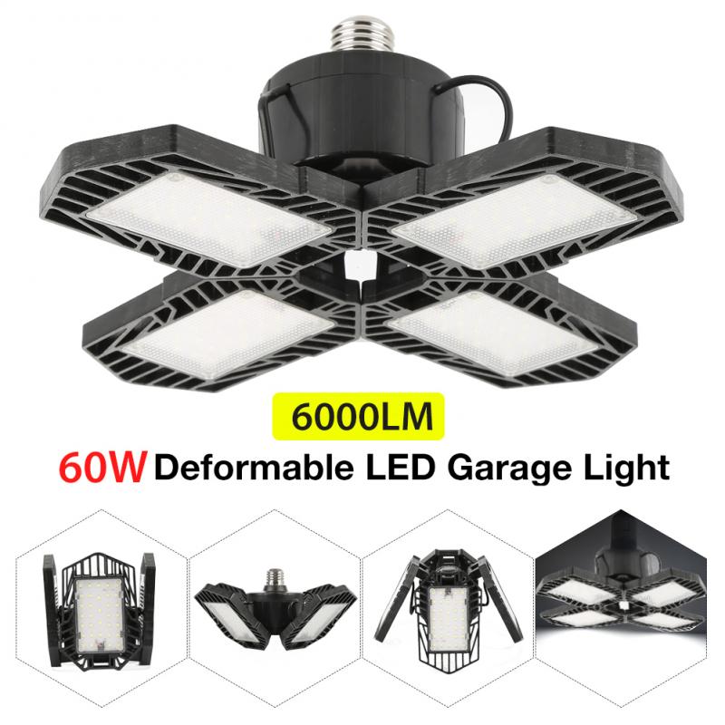 60w 132 led garagelampe industriel belysning deformerbar fire-bladet folde super lys hjemmelager værksted loftslampe