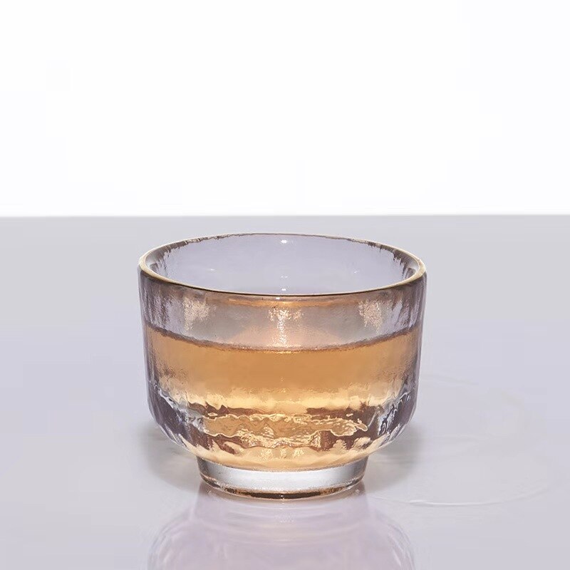 Japanese Style Glass Sake Bottle Wine Glass Set Transparent Hammer Pattern White Wine Glass Small Sake Cup Shochu Bottle: Gold Cup