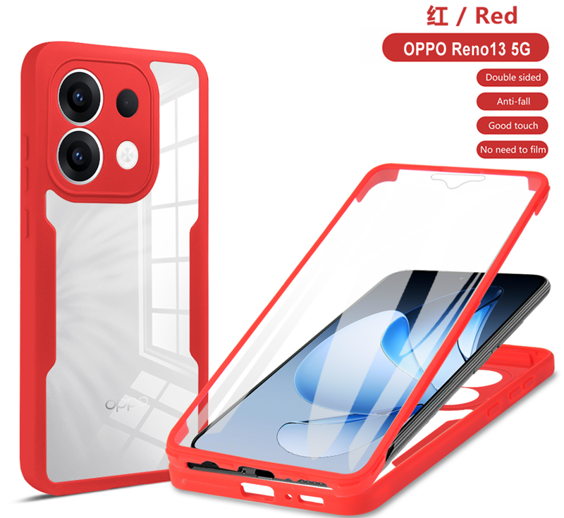 Protecteur d'écran complet 360, étui Transparent pour OPPO Reno 13 13F 13 F Reno13F Reno13 Pro, housse de téléphone antichoc: Bois / BLEU CIEL