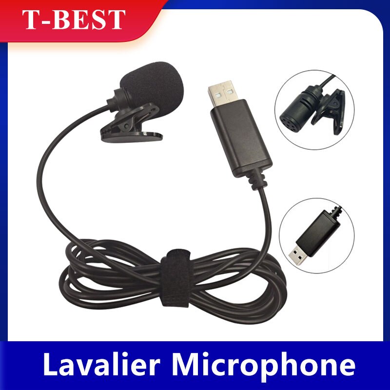 Usb Lavalier Revers Condensator Microfoon Omnidirectionele Bedrade Clip-On Mic Handsfree Plug &amp; Play Voor Computer Pc Laptop