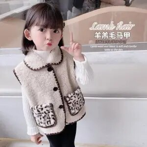 Chalecos de Cachemira para niñas, ropa de estilo exterior, tops de lana de cordero y hombros, primavera y otoño, P4, 357: 2 / 6 años