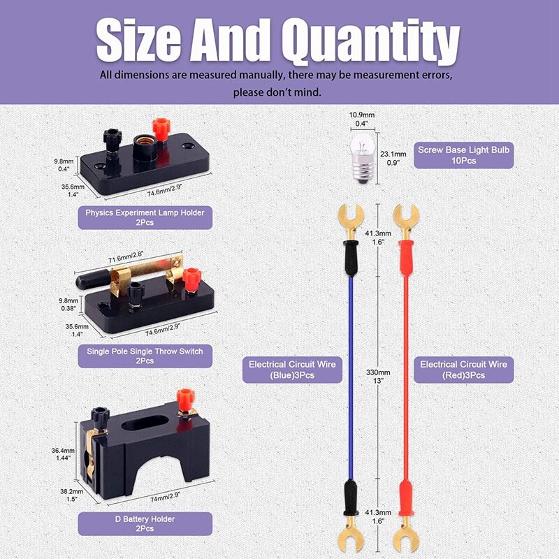Labs Physics Experiment Basic Beginner Circuit Kit, Including Interconnect Circuit Wire,Single Pole Single Throw Switch