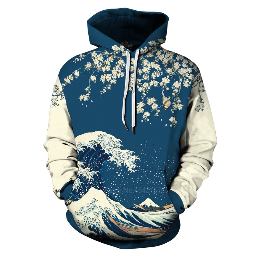 De Grote Golf Van Kanagawa Japanse Hoodies Samurai Koppels Kleding Man Vrouw Hooded Sweatshirt Tops Kimono Ukiyo -E