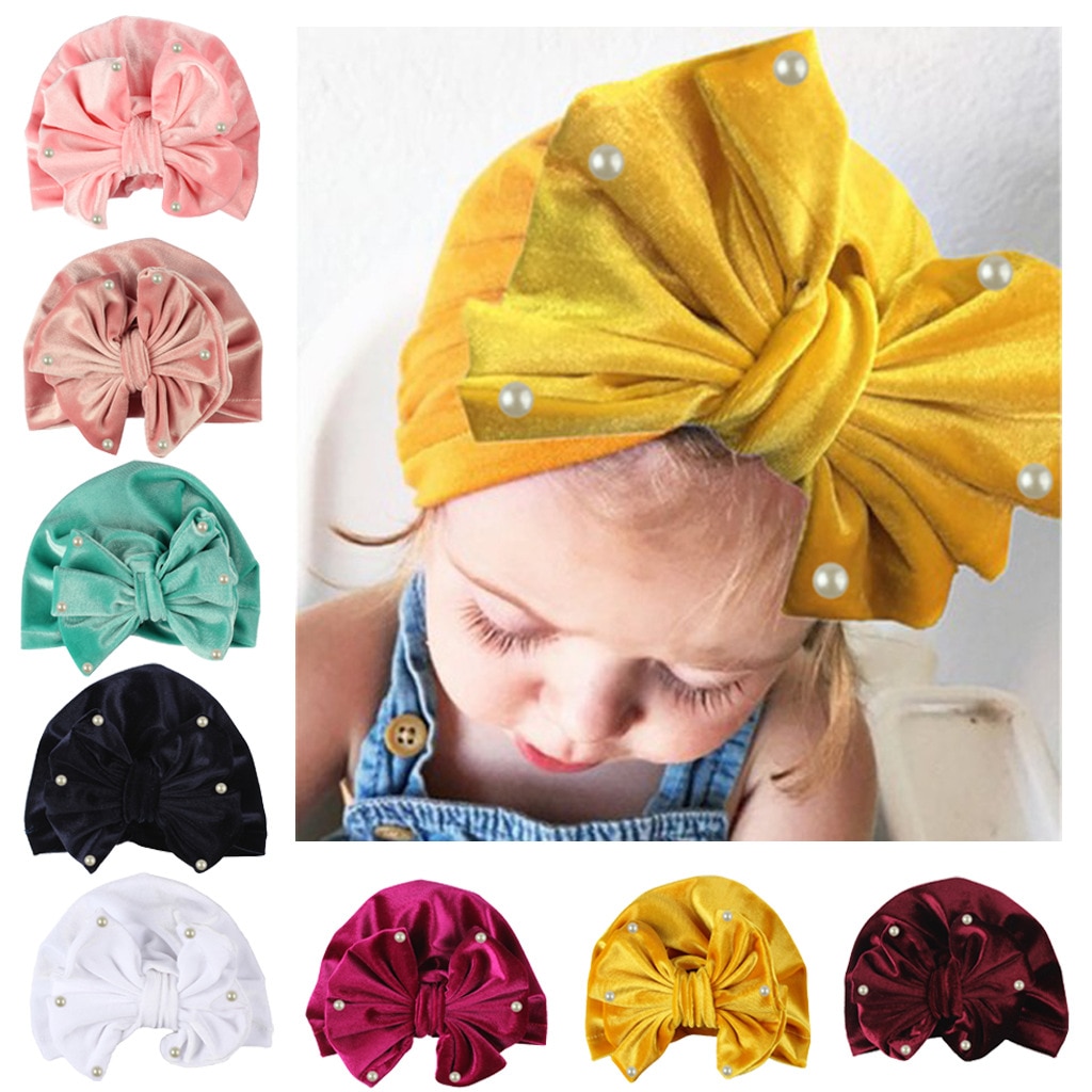 Chapeau indien en velours doré pour enfants | Perles, chapeau avec nœuds, casquette pour enfants, couvre-chef pour filles, 11 couleurs, offre spéciale,