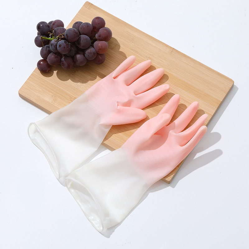 1 paar Wasserdichte Gummi Latex Geschirr Handschuhe Küche Dauerhafte Reinigung Hausarbeit Aufgaben Geschirr Werkzeuge Weibliche: S / Rosa