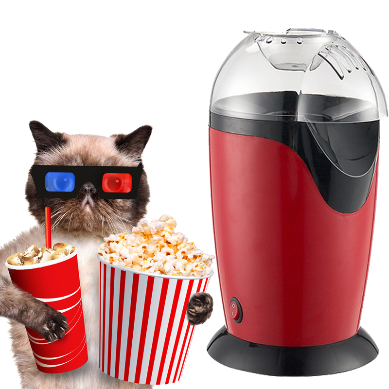 1200w 110v/220v bærbar elektrisk popcornproducent luft popcornfremstillingsmaskine køkken desktop mini diy majs maker