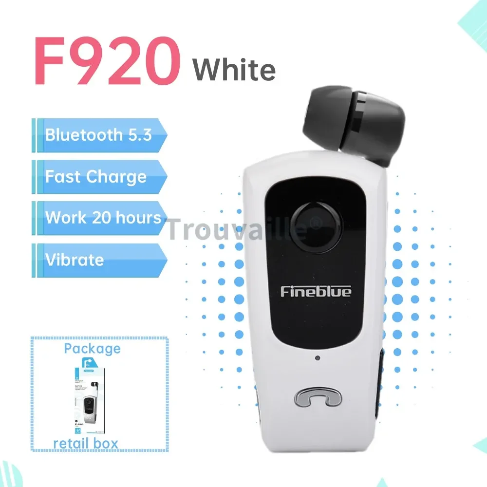 Fineblue F920 Wireless Bluetooth Headset Heaphones in Lotus Earphone with Clip Handsfree Retractable Earphones F520 F580 K55 K65: Gold