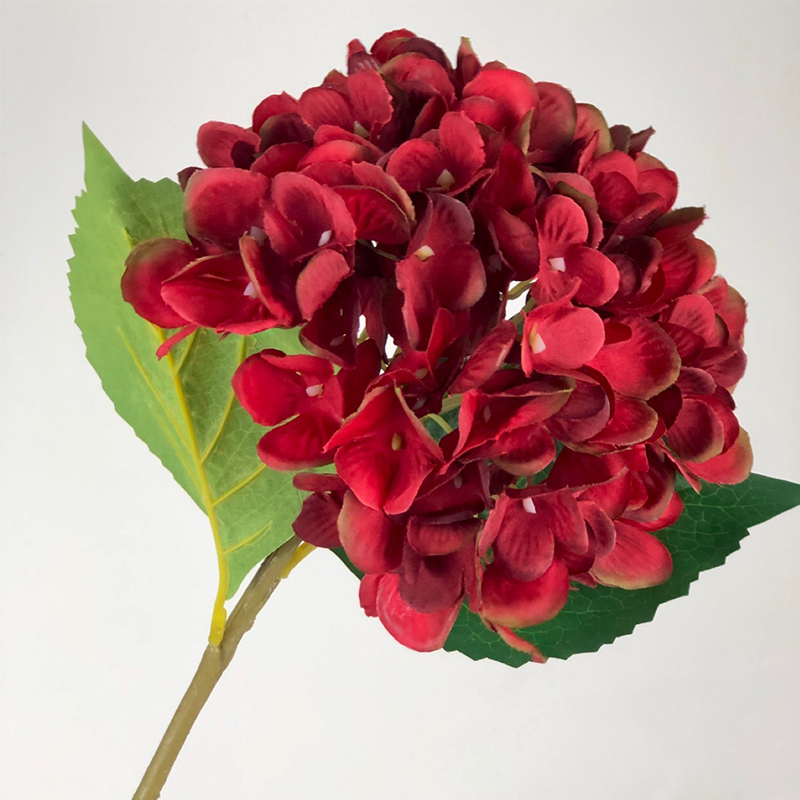 1 Branch Artificial Hydrangea Branch With False Leaf Silk Artificial Flower Wedding DIY Home Garden Decoration False Hydrangea