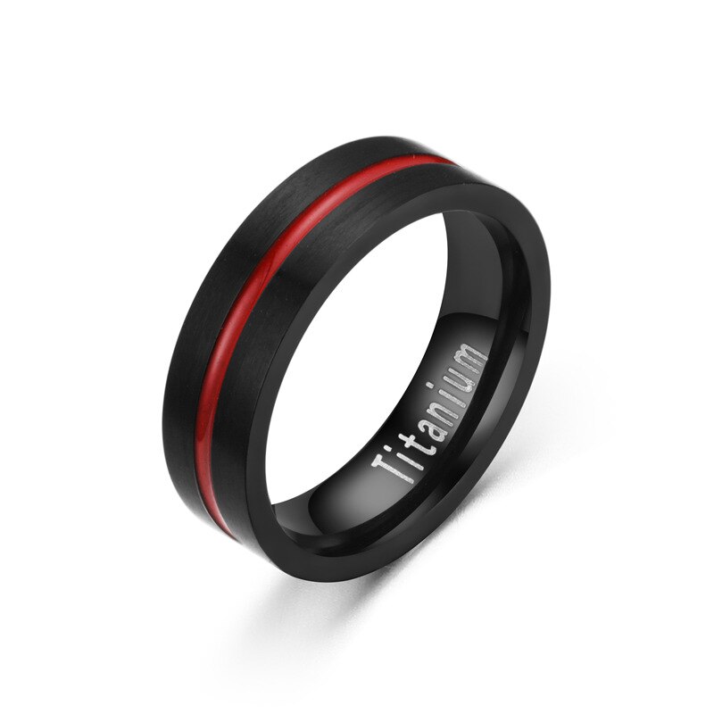 Ramos Klassieke Zwart Rood Titanium Staal Mannen En Vrouwen Ringen Rvs Koppels Trouwringen Zijn: 8 / 6MM