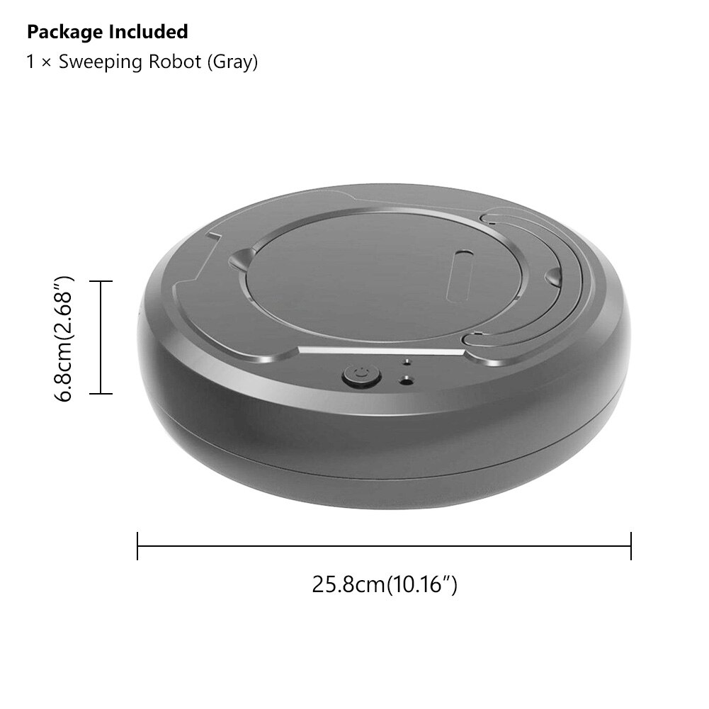 Vacuum Cleaner Automatic Smart Sweeping Robot Floor Dirt Dust Hair Cleaning Smart Robotic Cordless Cleaner Dust Multi Surface: Grey