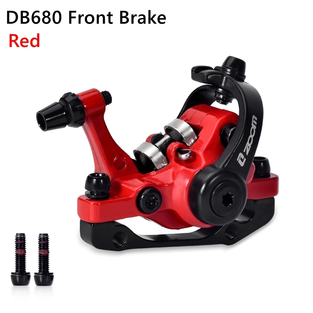 ZOOM DB-680 Bilateral Caliper Disc Brake Dual Piston Mountain Bike Alloy Cable Brake Bicycle Accessories Line Pulling Brakes: Burgundy