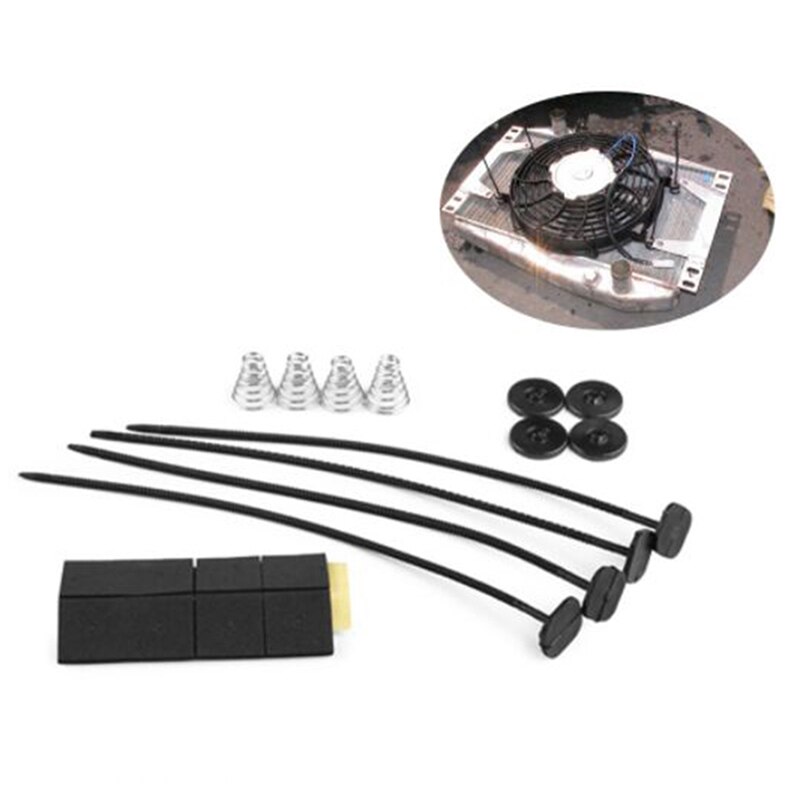 1 set universele ventilatormontagekit voor elektrische radiatorbeugels voor auto's, kunststof binders en riempjes