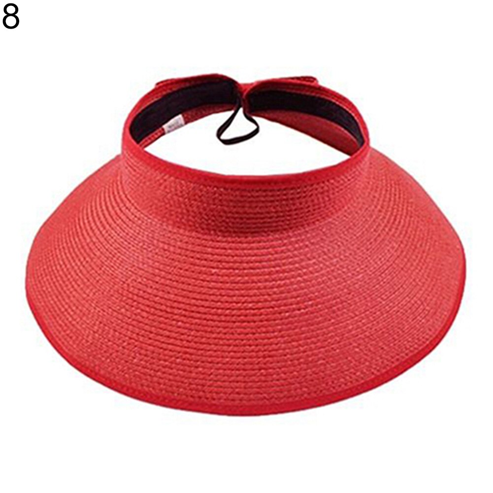 Women's Summer Wide Brim Roll Up Foldable Sun Beach Straw Braid Visor Sun Hat: Khaki