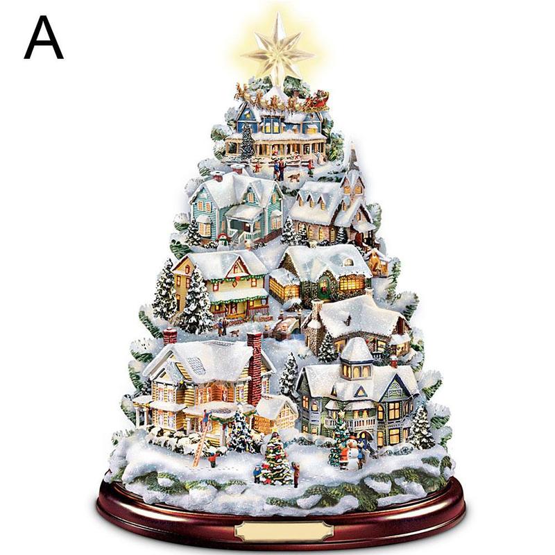 Christmas Wallpaper Tree Rotating Sculpture Train Decorations ornament Create Stickers festival atmosphere Paste Window Pas O9G5: A