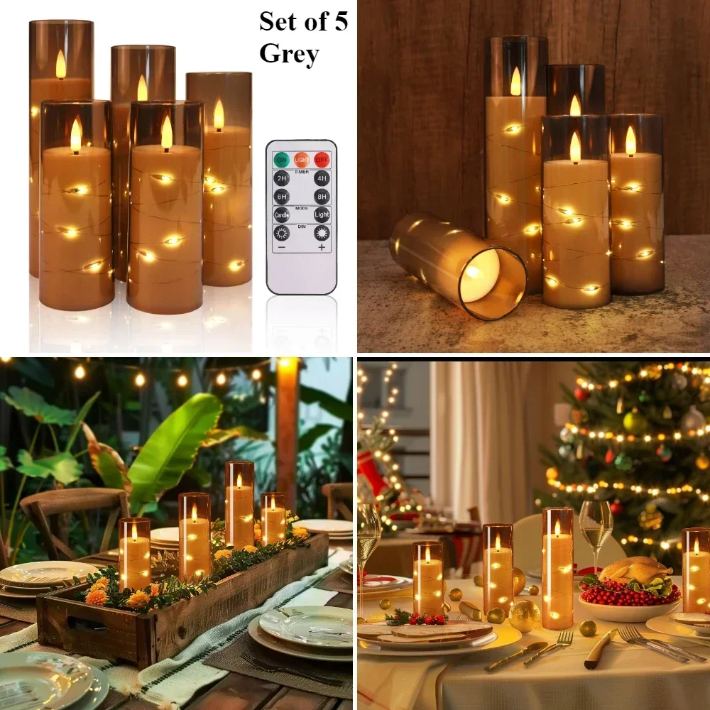 Flickering Flameless Candles Built-in Star String ... – Grandado