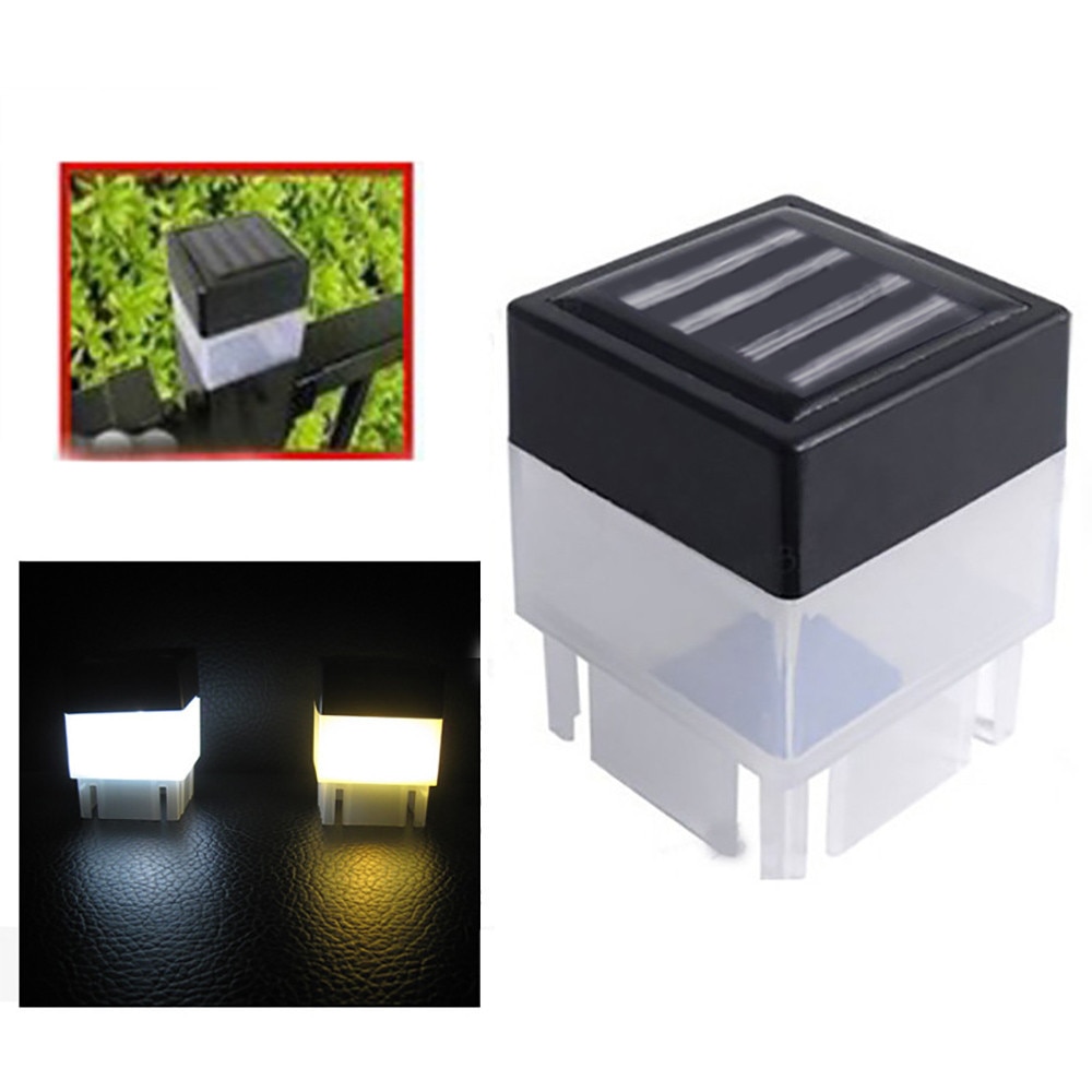 1 x op zonne-energie werkende omheiningspalen met wit licht, op zonne-energie werkende vierkante omheiningsverlichting voor buiten, tuin, landschapspaal, deklamp  #35