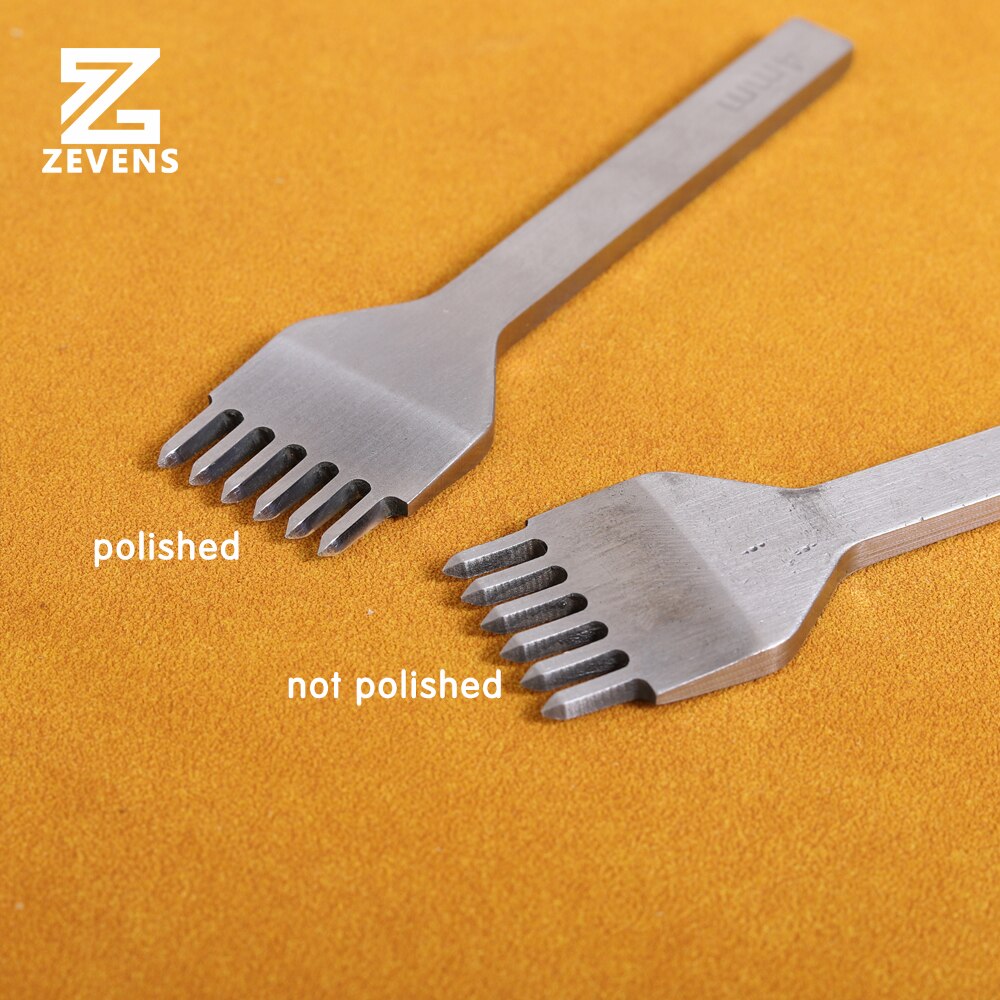 ZEVENS Leather Chisel Hole Punch Stitching Tool Teeth Polished Diamond Pricking Iron Leather Craft tool 3/4mm 1-2-4-6 teet
