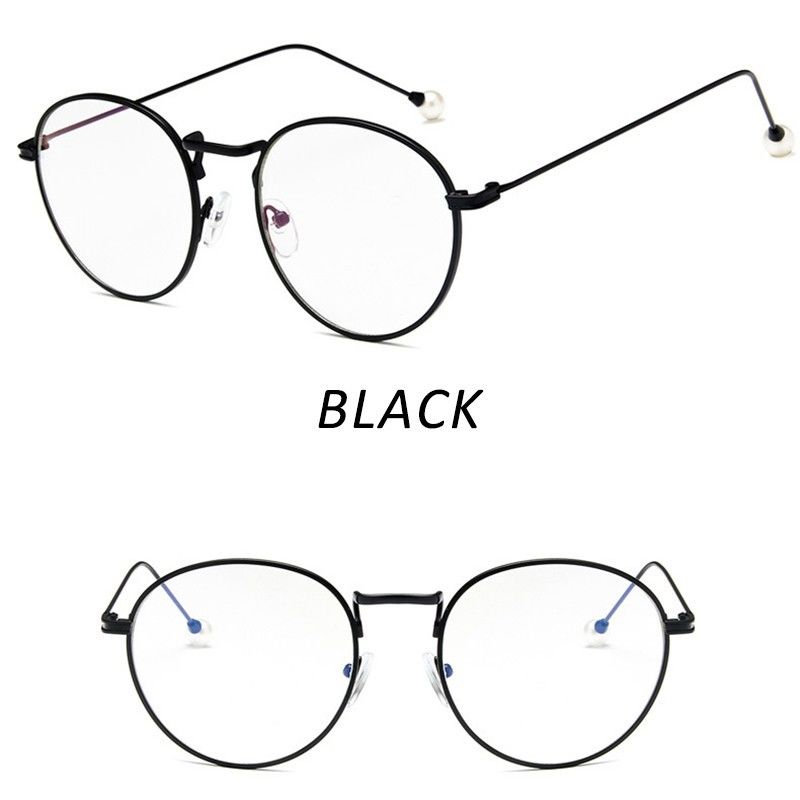 Parel Leesbril Platte Mannen En Vrouwen Anti-Blauw Licht Goggles Metal Trend Bril Frame Met Bijziendheid brilmontuur: Black