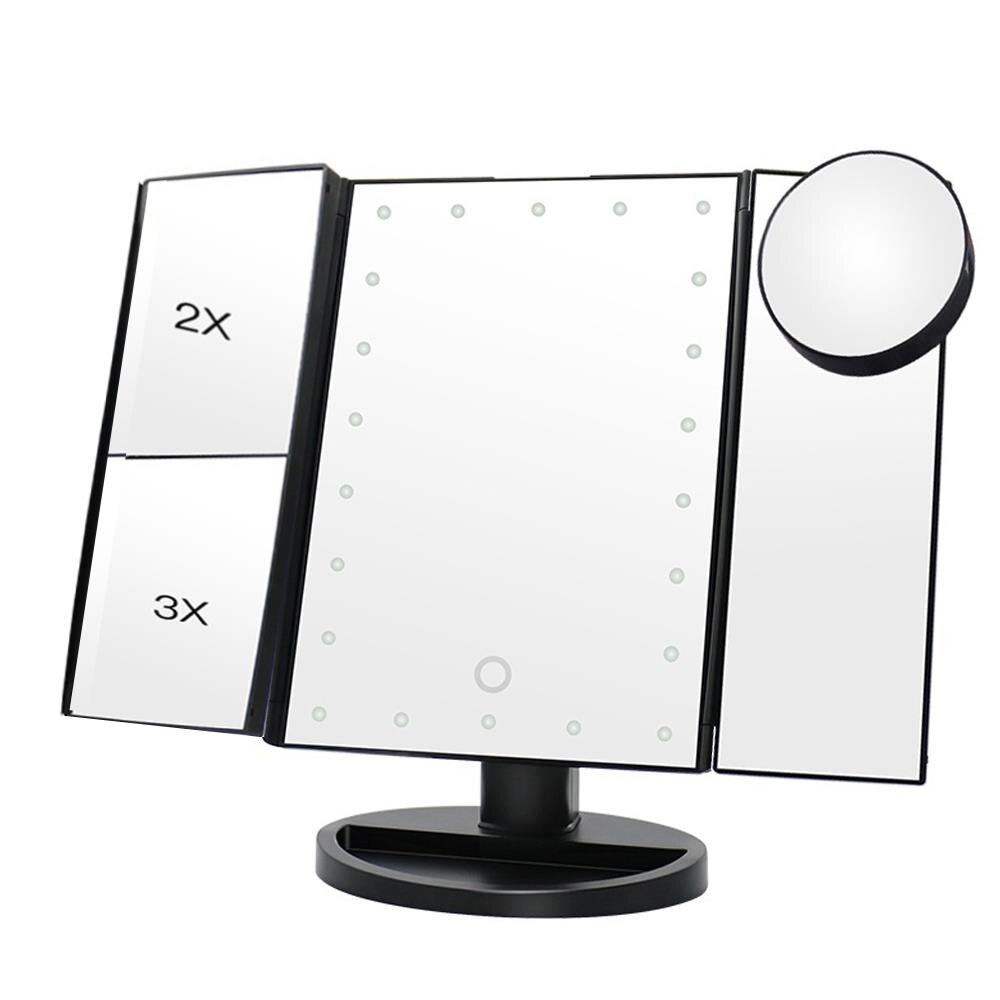 Opvouwbare spiegels, tafelspiegels, make-upspiegels, cosmetica, woondecoratie, interieur, lichtgevend, 22 leds, usb, beauty, badkamer, led