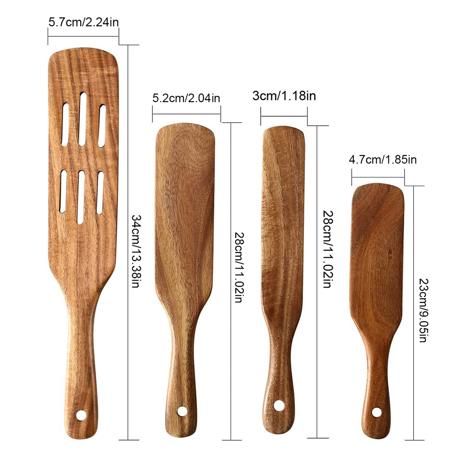 Espátula cuadrada de madera Natural, cuchara de aceite, utensilios de cocina de madera ecológicos, utensilios de cocina, 5 uds.
