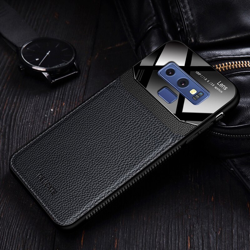 Coque,cover,case,For Samsung Galaxy Note 9 8 Note9 Note8 On leather Mirror glass Silicone Shockproof phone Luxury cute cases: For Samsung Note 8 / Black