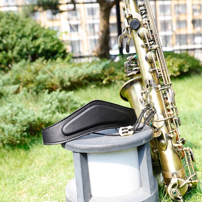Saxophone Strap Alto Tenor Bari Soprano Sax Neck Strap & Universal Adjustable Soft Leather Saxophone Sax Neck Strap