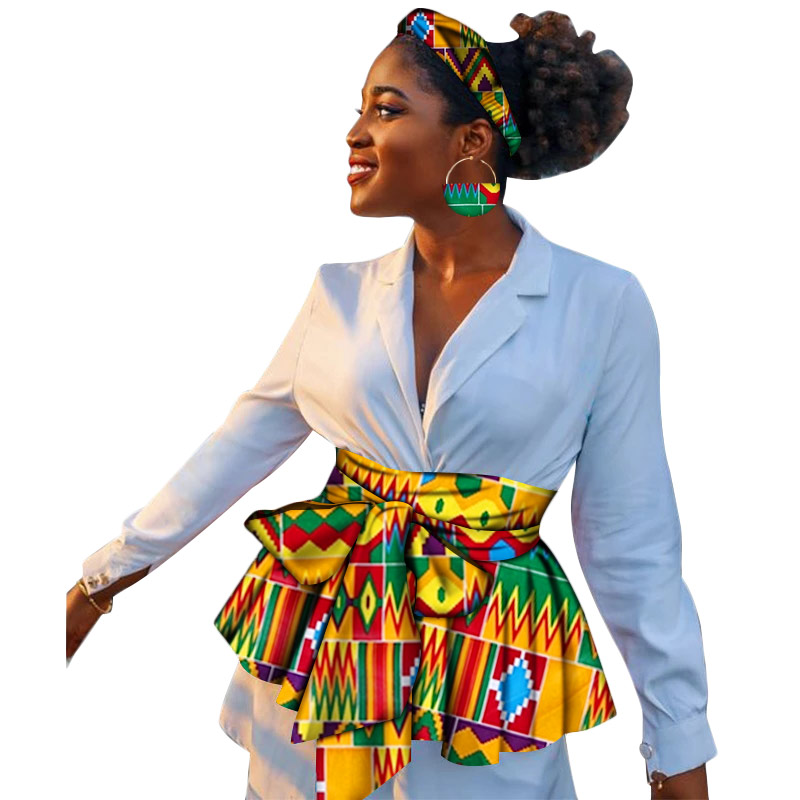 Cinturón de cintura alta de estilo africano para mujer, ropa india, Vintage, flor, línea A, asimétrico