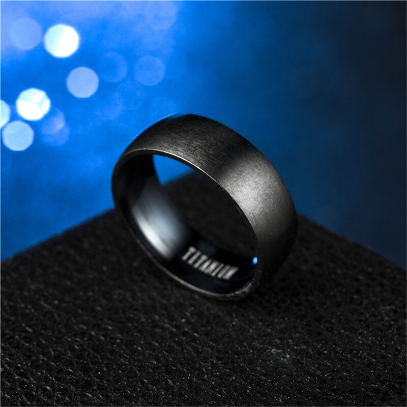 Mænds sort titanium ring mat færdig klassisk forlovelses anel smykker til mandlige bryllupsbånd