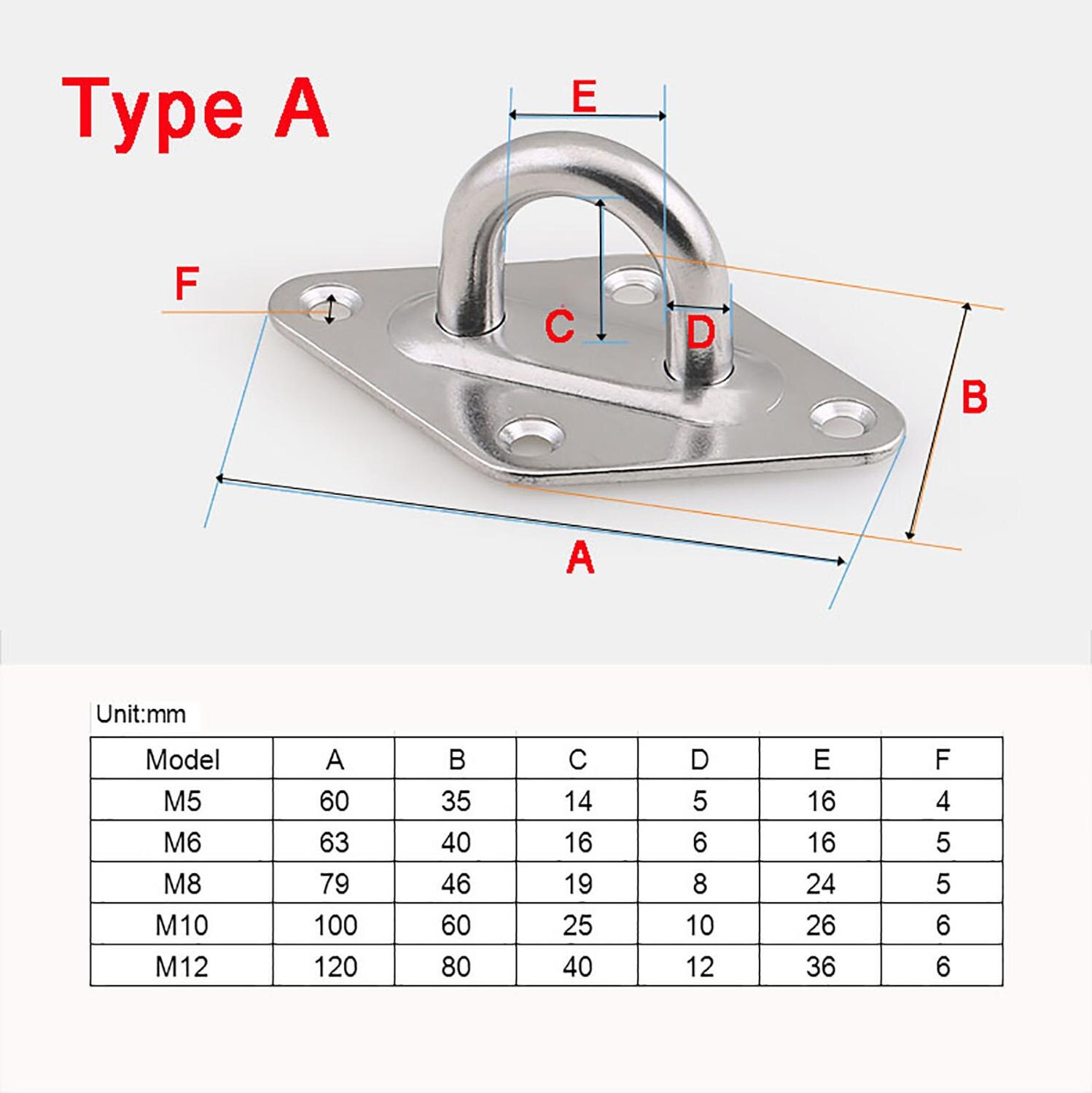1Pcs Pad Eye Plate Staple 304 Stainless Steel Ring Hook Loop U-Shaped Screws For Boat Hammock M5 M6 M8 M10 M12: Type A / M10