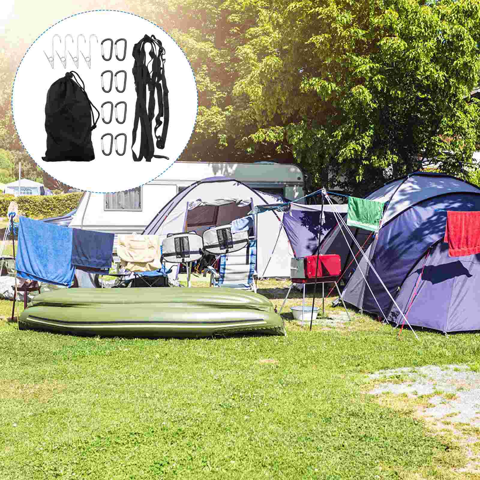 1 Set Camping Clothes Drying Line Outdoor Clothesline Hanging Rope Storage Strap: Default Title