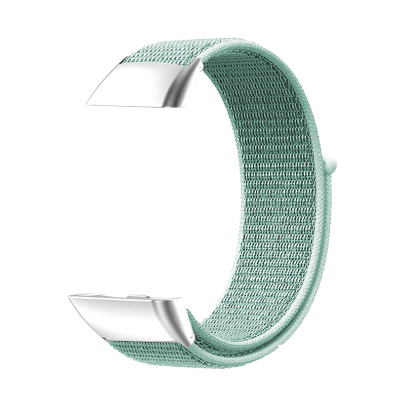 Nylonrem til huawei band 6/6 pro huawei band 6 smartwatch-udskiftningsbælte correa åndbart sportsarmbånd honor band 6- rem: Sølvhvid / 18mm