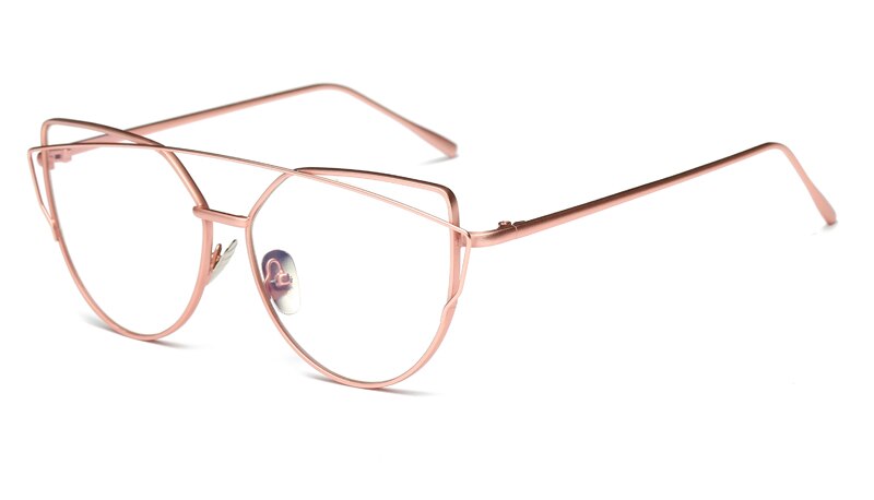 Women Eyeglasses Brand Cat eye Rose Alloy Frame Anti-blue ray Optical Clear Len Glasses Unisex Eyewear Frames: Pink