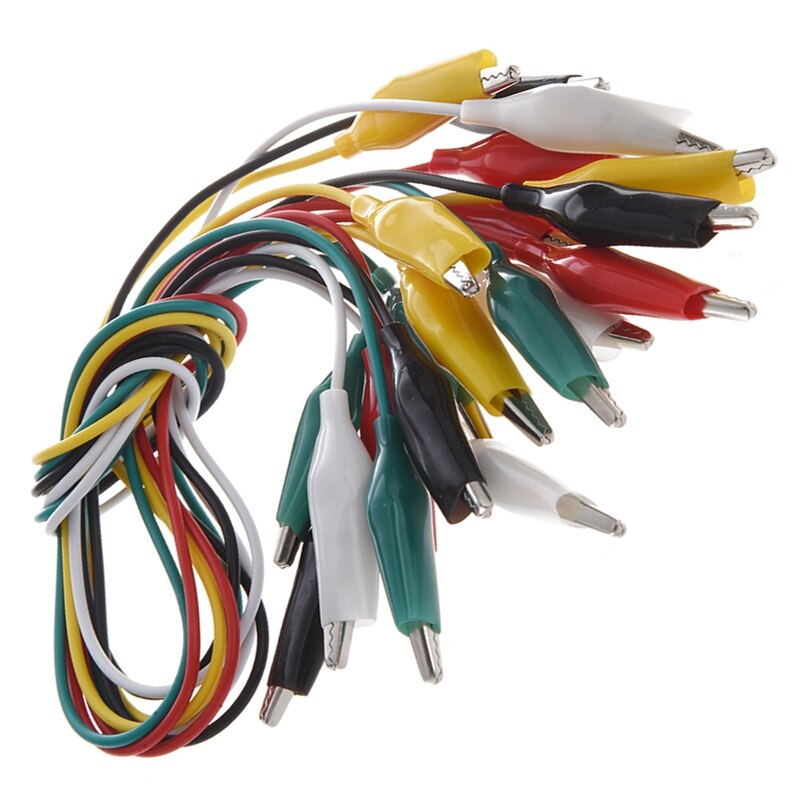 20 Pcs 5-Color Double Ended Alligator Clips Test Lead Jumper Wire 48Cm 1.6 Ft