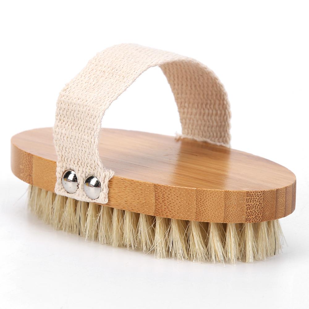 Body Dry Brush Natural Boar Bristle Organic Dry Skin Body Brush Bamboo Wet Back Shower Brushes Exfoliating Bathing Brush: 13x7.5x3cm
