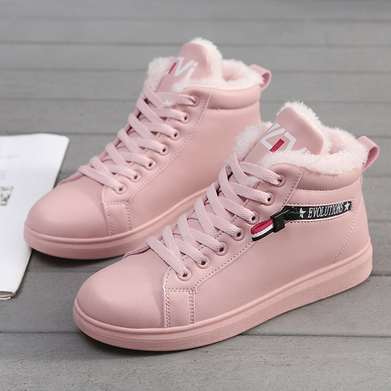 Winterlaarzen dames enkellaarsjes warme pu pluche winter damesschoenen sneakers flats veterschoenen korte sneeuwlaarzen dameslaarzen