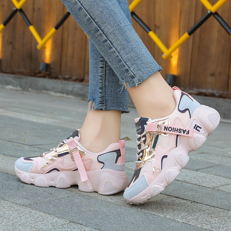 Damskie grube trampki grube dno platformy buty wulkanizowane moda oddychające buty tenisowe dla kobiety kobieta Zapatos De Mujer