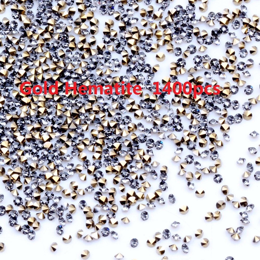 1400Pcs Vele Kleuren 1.1Mm Zircon Steentjes Micro Diamonds Mini 3D Nail Art Strass Nagels Decoraties: 31 gold hematite