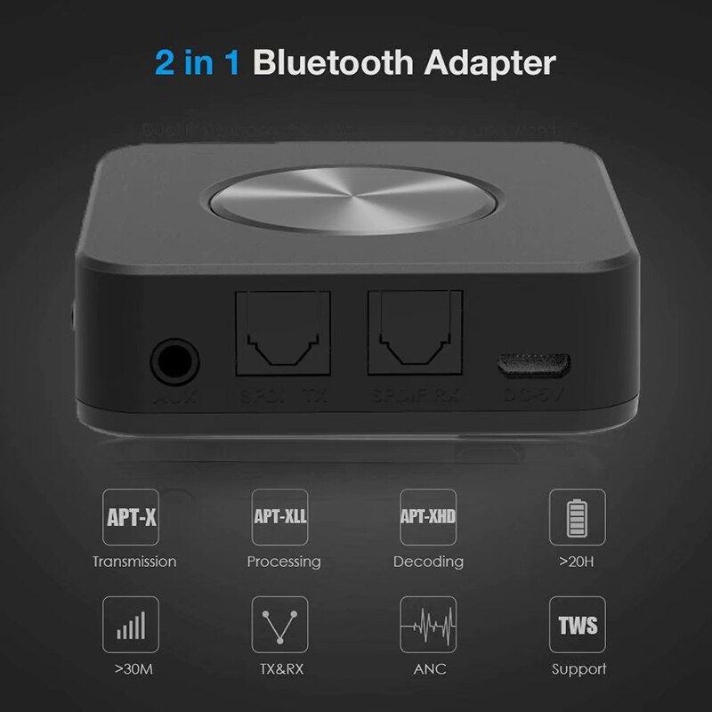 Wireless Bluetooth 5.0 Transmitter ReceiverCSR8675 Aptx HD Low Latency Adapter Optical SPDIF Aux 3.5mm oTV Speaker