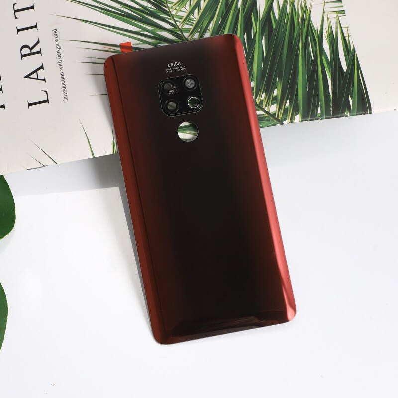 Carcasa Original Mate20 100% para Huawei Mate 20, funda de batería de cristal para reparación, reemplazo de funda trasera de teléfono y lente de cámara con logotipo: Rojo