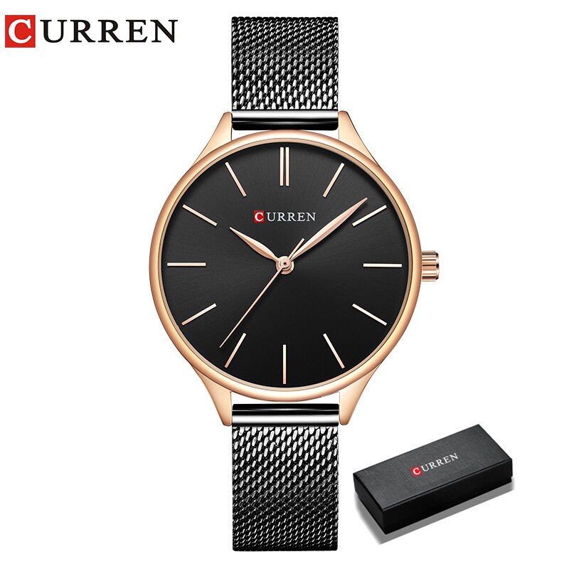 CURREN – montre-Bracelet à Quartz pour femmes, tendance, Style Simple, ,: black box