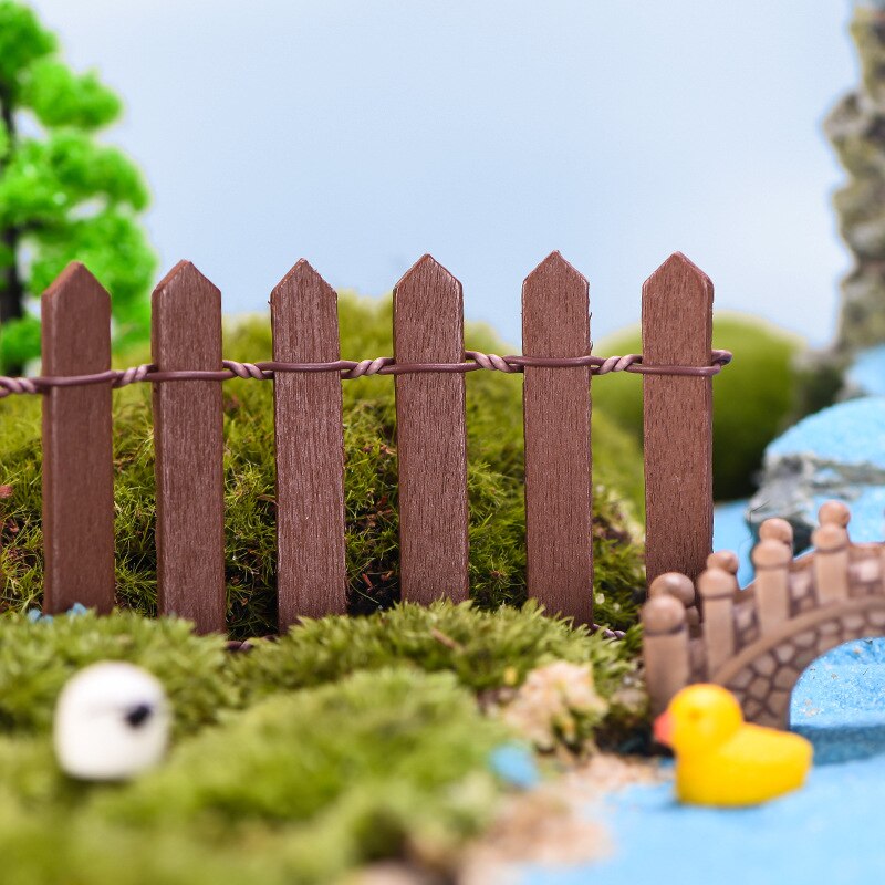 Kleine Zaun Handwerk Micro Landschaft Farbe Holz Bonsai Sukkulenten Mini Zaun Dekoration Garten Environmentaly Schutz: Coffee color