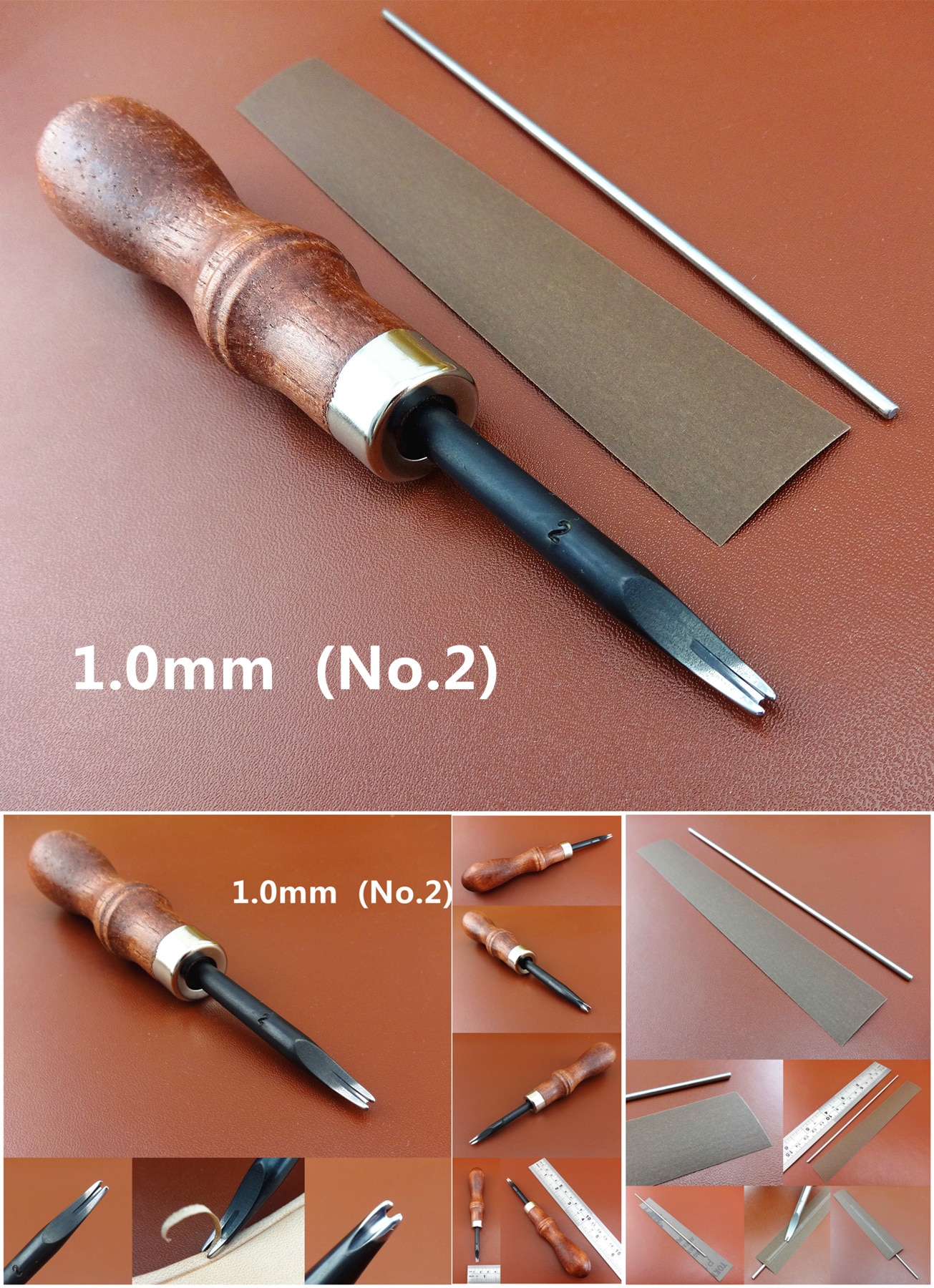 2 slags 1mm læder craft edge beveller edger skiving skiver + slibeværktøj - syning syning udskæring stempling kniv fræser syl