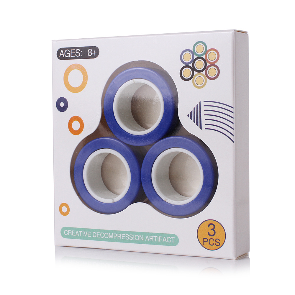 Hauska fidget spinner magneettirengas puristava lelu stressiä estävä figet lelut hotwhells stressiä lievittävä lelut taikarengas dekompressiolelut: Sininen