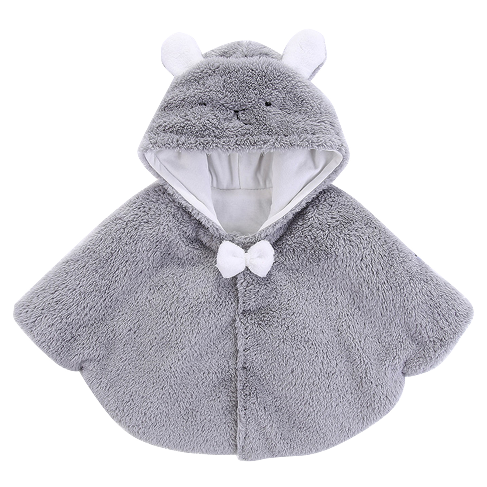 Capa con capucha para bebé niña, abrigo de felpa para niño pequeño, capa con capucha de princesa, prendas de vestir para bebé, cárdigan superior, Poncho, ropa de invierno: Grey / 5 años