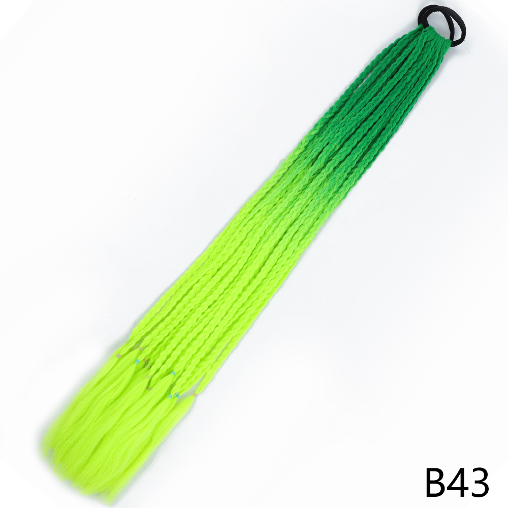 AZQUEEN-coleta trenzada sucia de Color degradado sintético, banda de goma elástica de 60CM, extensiones de cabello trenzado de cola de poni para niñas