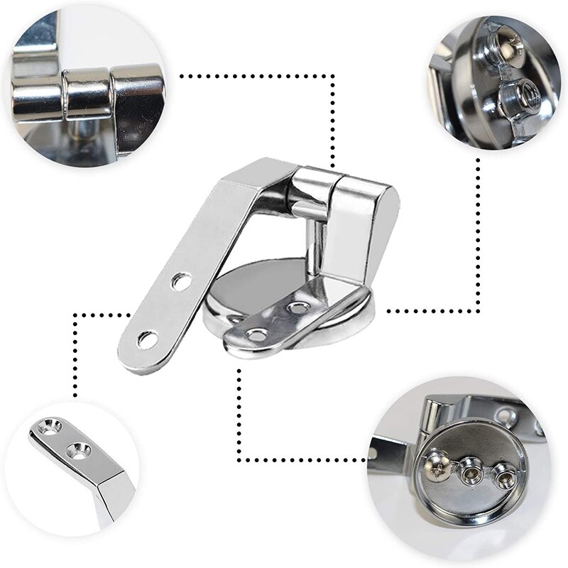 2 Pair of Toilet Seat Hinges Fittings Replacement Hinges and Fixtures Fittings for Wooden Resin Toilet Seats