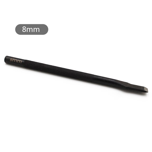Musta nahkainen litteä pää lävistysveitsi, terän leveys 3/5/6/8/10/12mm tee itse käsintyöstettävät nahkaiset vyön rei'itystyökalut: 8mm